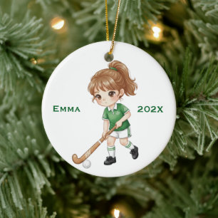 Décoration En Céramique Joueuse de hockey sur gazon personnalisée