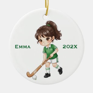 Décoration En Céramique Joueuse de Hockey sur Gazon Personnalisée Fille (C