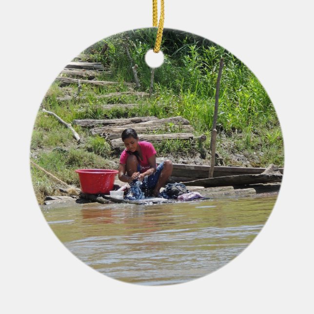 Décoration En Céramique Jour de blanchisserie sur la rivière (Devant)