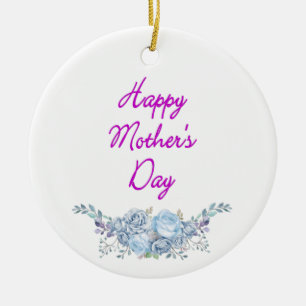 Décoration En Céramique jour de mère heureuse blanc