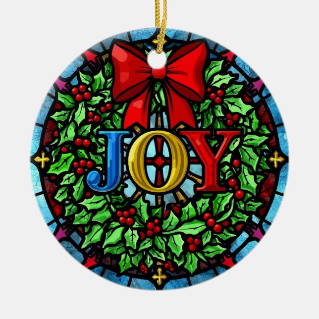 Décoration En Céramique Joy Christmas Wreath Stained Glass (Devant)