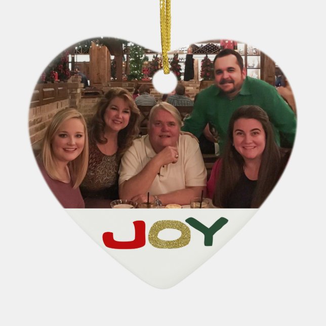 Décoration En Céramique Joy Custom Photo de famille à deux côtés Noël (Devant)