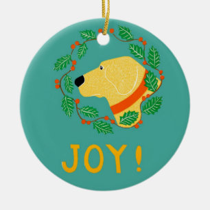 Décoration En Céramique Joy Ornament Avec Laboratoire Jaune Stephen Huneck