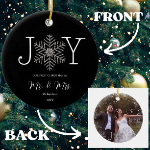 Décoration En Céramique Joy Snowflake Notre premier Noël en tant que Mr & 
