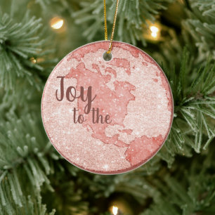 Décoration En Céramique Joy To The World Rose Gold Parties scintillant Pin