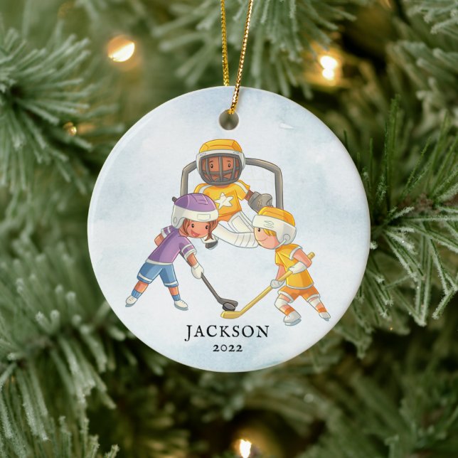 Décoration En Céramique Joyau de hockey Personnalisé (Arbre)