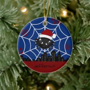 Décoration En Céramique Joyeuse araignée de Noël personnalisée 