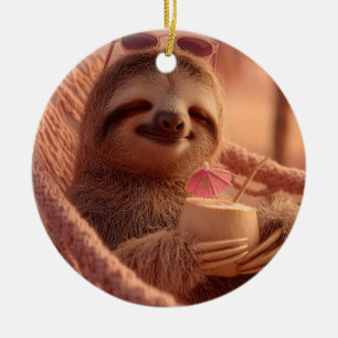 Décoration En Céramique Joyeuse Sloth Relaxant dans un hamac