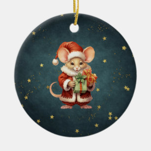 Décoration En Céramique Joyeuse souris Noël