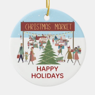 Décoration En Céramique Joyeuses fêtes Marché de Noël