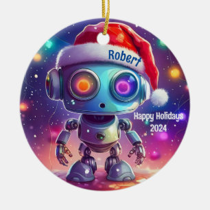 Décoration En Céramique Joyeuses fêtes personnalisées Robot Ornament
