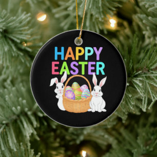 Décoration En Céramique Joyeuses Pâques 2025  Œufs Lapin Mignon