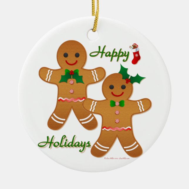 Décoration En Céramique Joyeuses vacances Gingerbread Homme garçon fille (Devant)