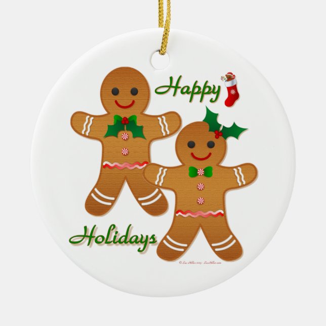 Décoration En Céramique Joyeuses vacances Gingerbread Homme garçon fille (Devant)