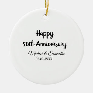 Décoration En Céramique Joyeux 50e anniversaire ajouter nom du couple date