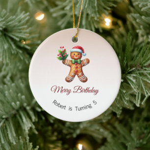 Décoration En Céramique Joyeux Anniversaire, Noël Anniversaire Cadeau