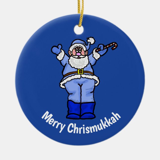 Décoration En Céramique Joyeux Chrismukkah Père Noël Orament (Devant)