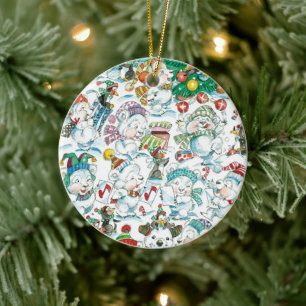 Décoration En Céramique Joyeux dessin animé Noël ours polaire manchot fête