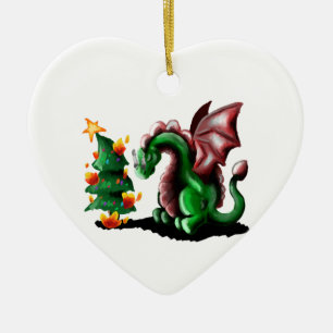 Décoration En Céramique Joyeux dragon de Noël