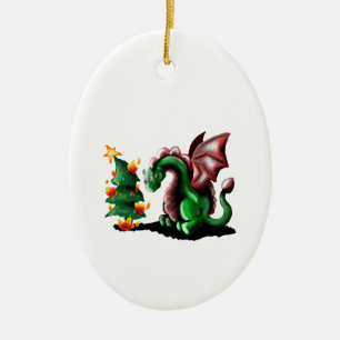 Décoration En Céramique Joyeux dragon de Noël