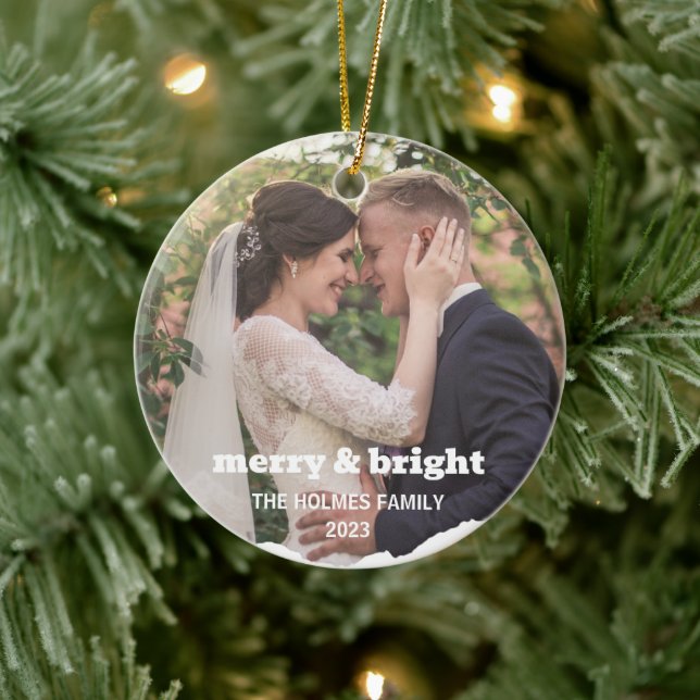 Décoration En Céramique Joyeux et lumineux | Smart Christmas Couple Photo (Arbre)