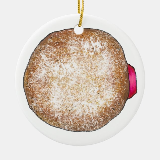 Décoration En Céramique Joyeux Hanoukka Jelly Donut Doughnut Sufganiyah (Devant)