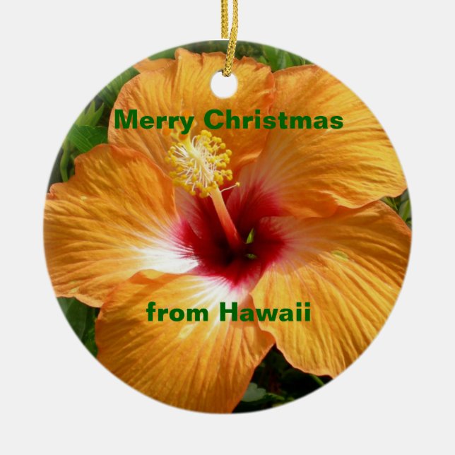 Décoration En Céramique Joyeux Hibiscus de Noël (Devant)