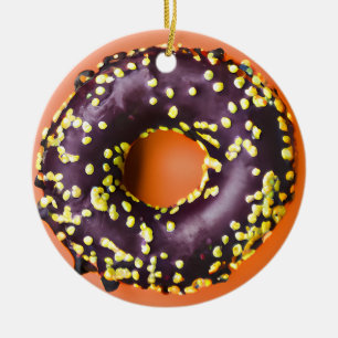 Décoration En Céramique Joyeux Holi-Glaze   Funny Donut Pun Noël