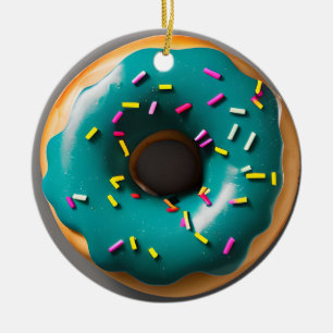 Décoration En Céramique Joyeux Holi-Glaze   Funny Donut Pun Noël
