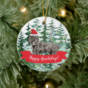 Décoration En Céramique Joyeux Howlidays Bouvier des Flandres Chien Noël