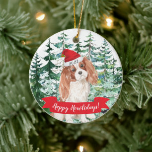 Décoration En Céramique Joyeux Howlidays Cavalier King Charle Chien Noël