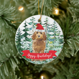 Décoration En Céramique Joyeux Howlidays Cockapoo Doré