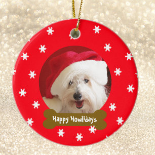 Décoration En Céramique Joyeux Howlidays Dog Snowflake Noël Ornament