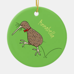 Décoration En Céramique Joyeux kiwi de saut avec dessin de cravate arc