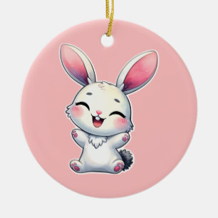 Décoration En Céramique Joyeux lapin aquarelle