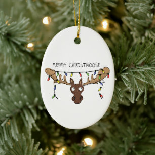 Décoration En Céramique Joyeux Noël au renne mignon et drôle