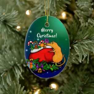 Décoration En Céramique Joyeux Noël avec Rat Prince
