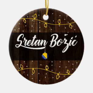 Décoration En Céramique Joyeux Noël bosnien, Sretan Božić rustique