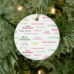 Décoration En Céramique Joyeux Noël dans différentes langues du monde