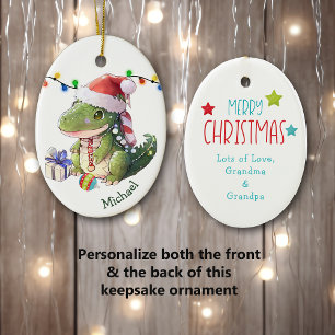 Décoration En Céramique Joyeux Noël Dinosaur