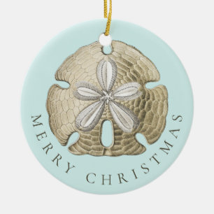 Décoration En Céramique Joyeux Noël Dollar de sable Turquoise Côte