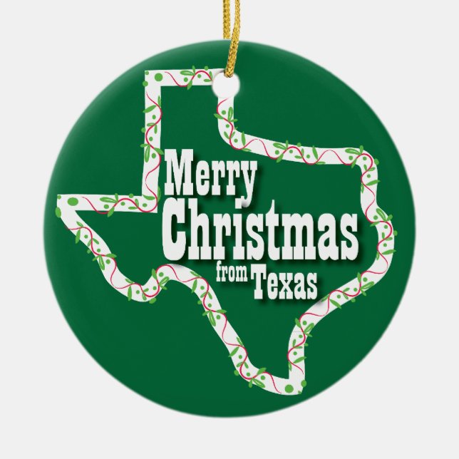 Décoration En Céramique Joyeux Noël d'ornement du Texas (Devant)