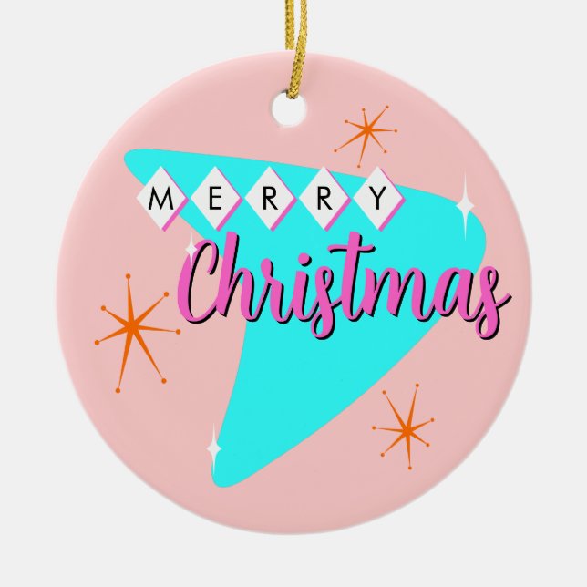 Décoration En Céramique Joyeux Noël du milieu du siècle (Devant)