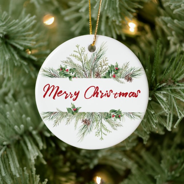 Décoration En Céramique Joyeux Noël encadré Hiver Voeux (Arbre)