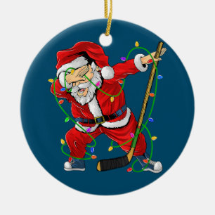 Décoration En Céramique Joyeux Noël Hockey sur glace Dabbing Santa Claus