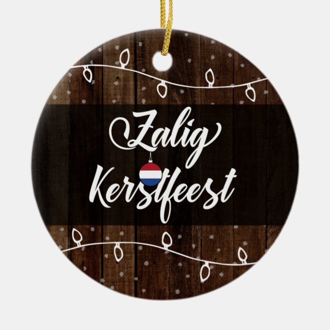Décoration En Céramique Joyeux Noël hollandais, Zalig Kerstfeest Rustique (Devant)