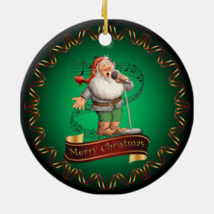Décoration En Céramique Joyeux Noël ~ L’elfe chantante de Père Noël ~ ‘ Cé