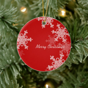 Décoration En Céramique Joyeux Noël Minimaliste Snowflakes Rouge