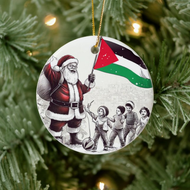 Décoration En Céramique Joyeux Noël, Palestine : Juste Cause Unity Ornam (Arbre)