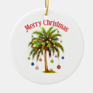 Décoration En Céramique Joyeux Noël Palm Tree Light Hawaiian Tropical
